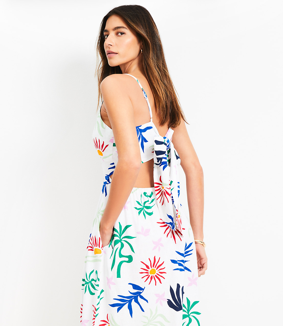 LOFT Beach Sun Cutout Midi Pocket Dress