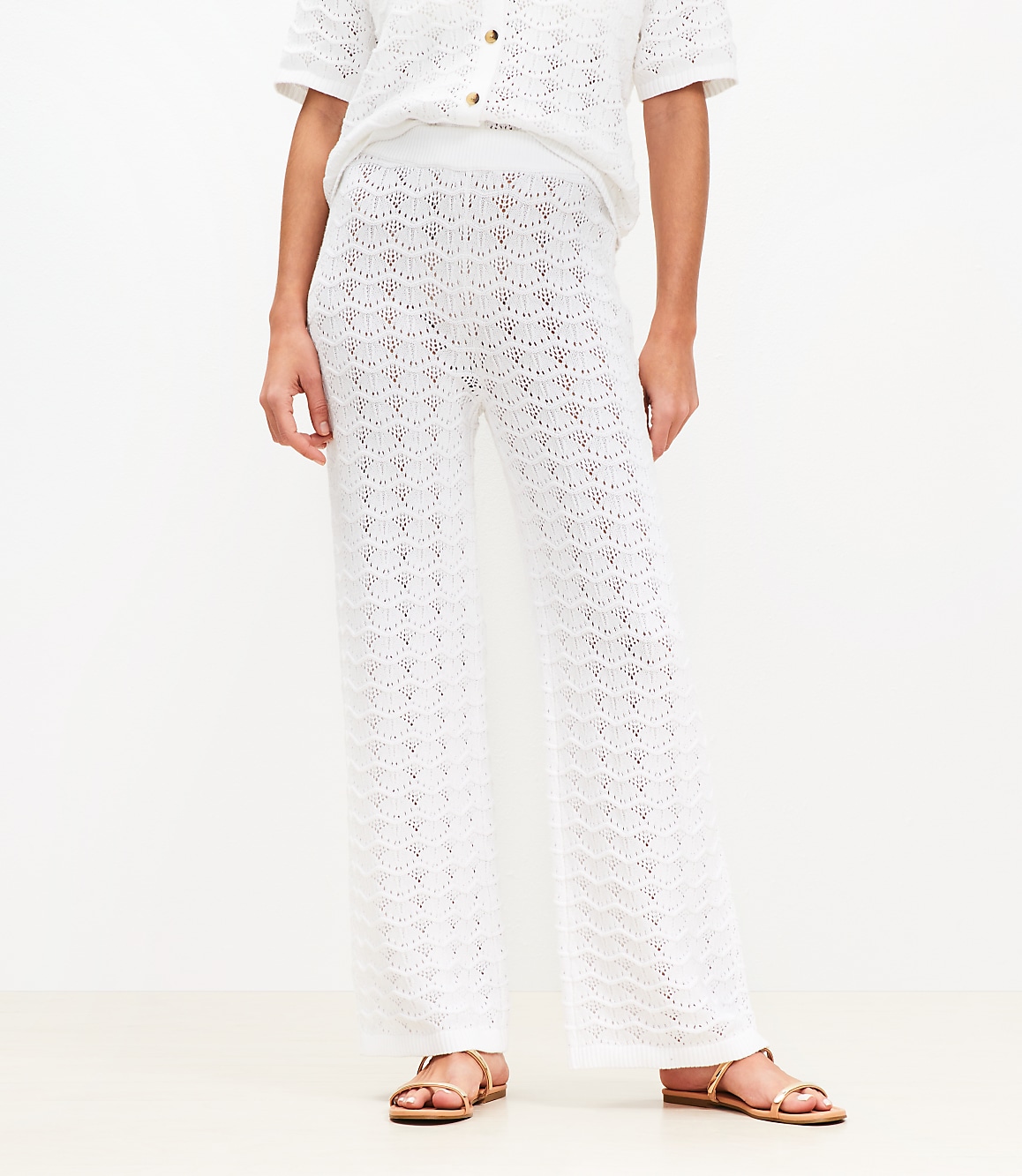 LOFT Beach Pointelle Wide Leg Pants