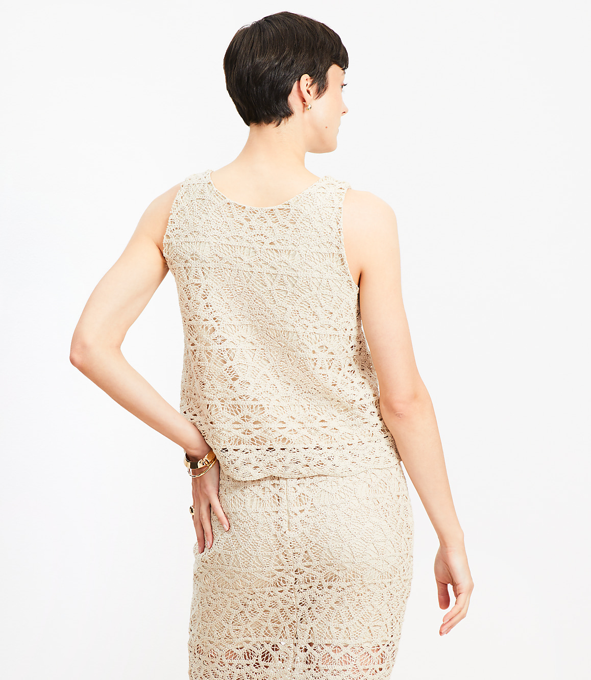 Scalloped Crochet Button Tank Top