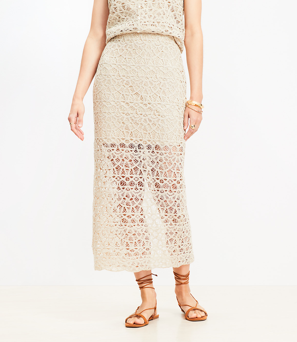 Scalloped Crochet Midi Skirt