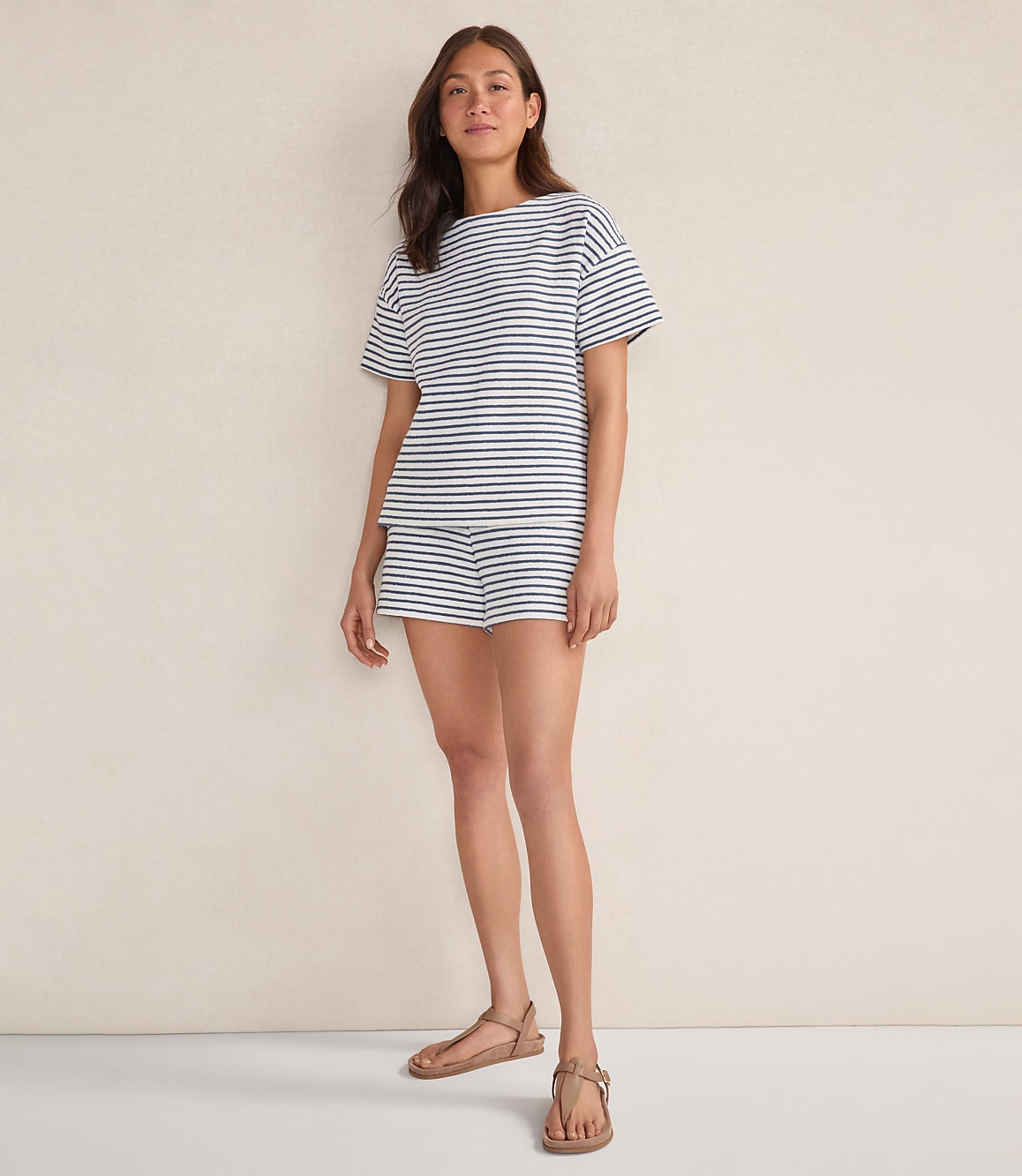 Haven Well Within Cotton Blend Textured Stripe Shorts