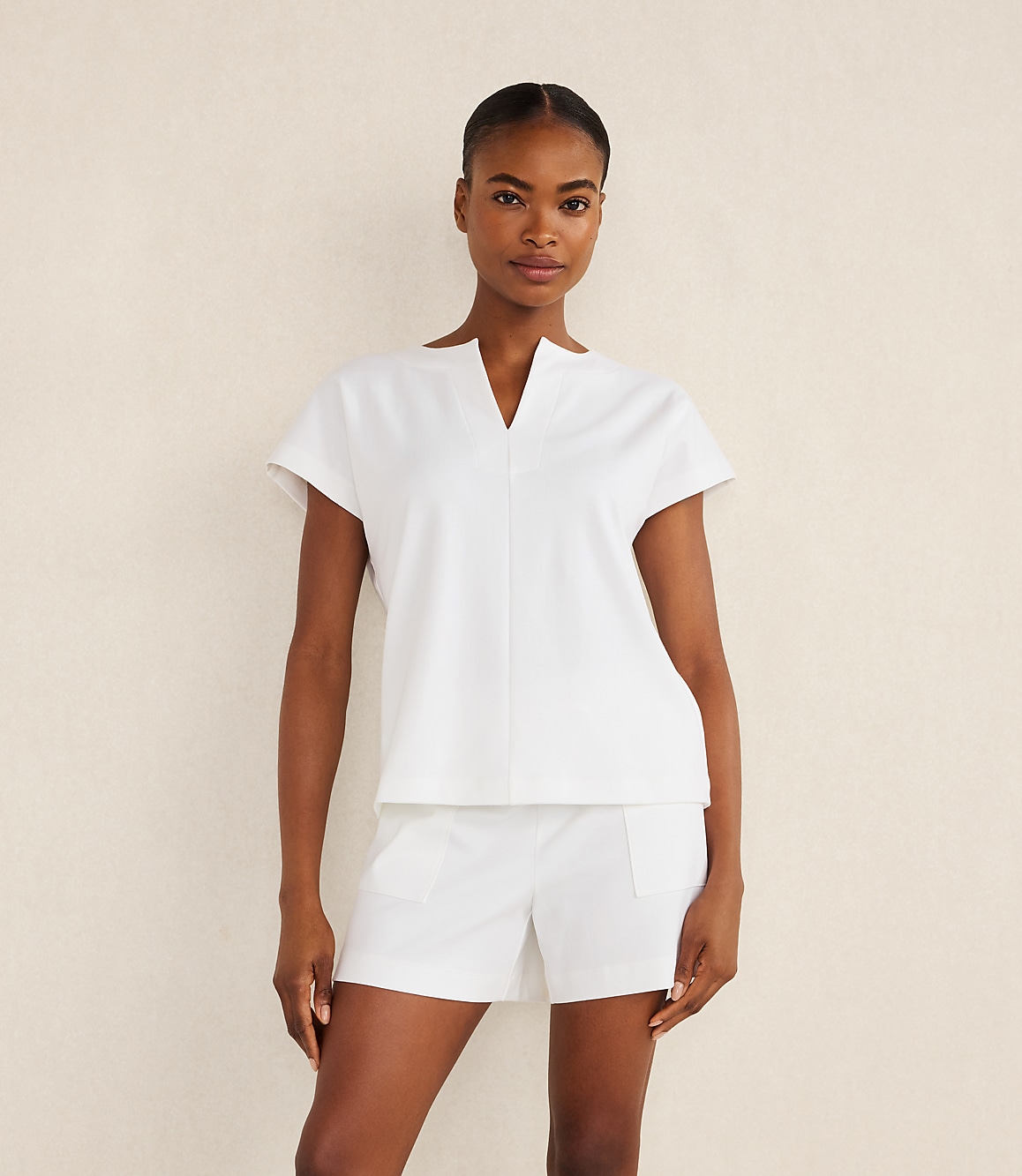 Haven Well Within Organic Cotton Interlock Split Neck Top