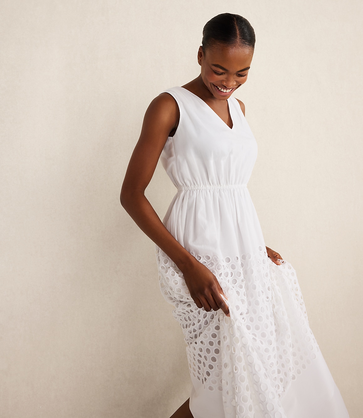 Haven Well Within Organic Cotton Honeycomb Eyelet Midi Dress