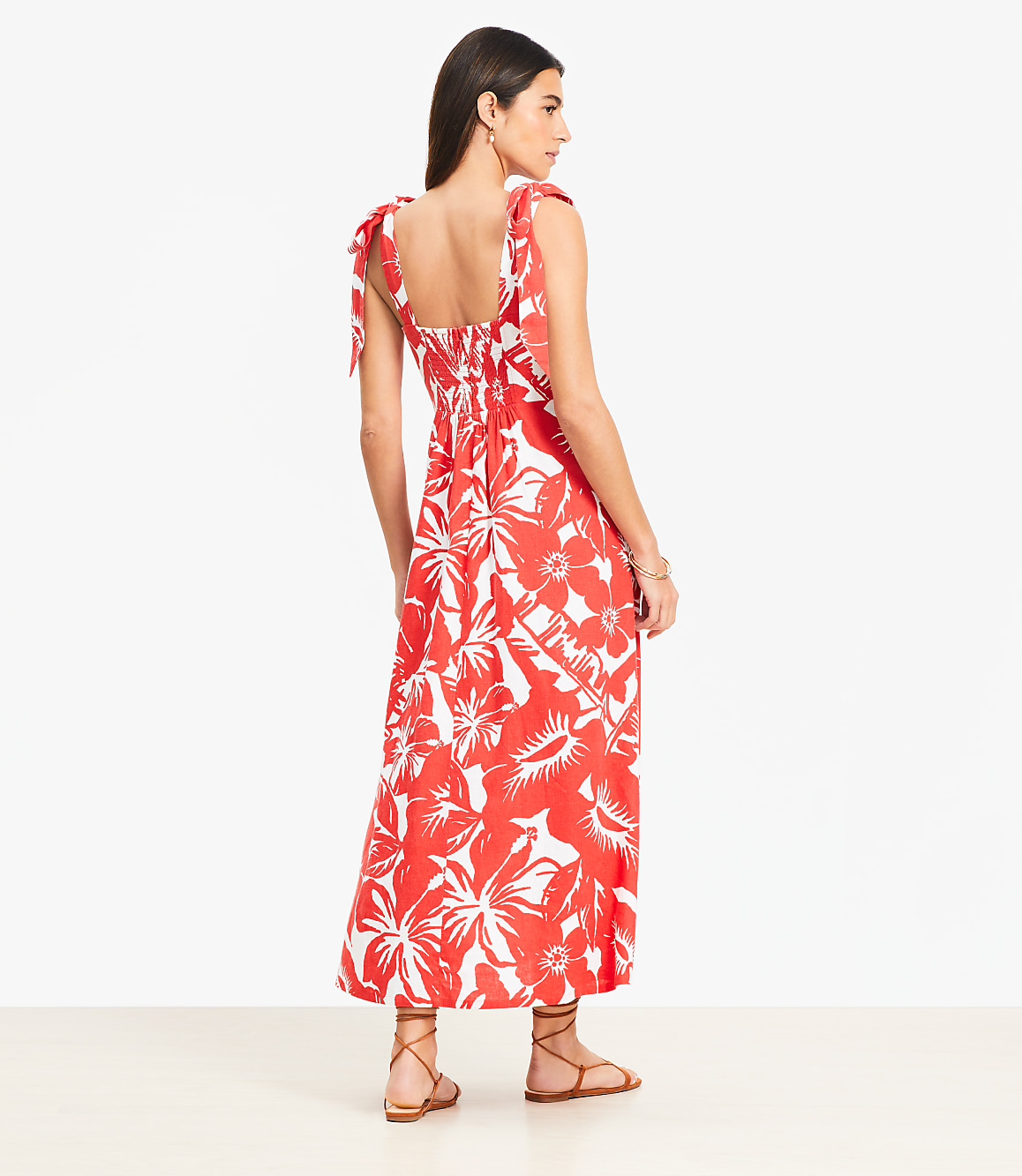 LOFT Beach Tropical Tie Strap Maxi Pocket Dress