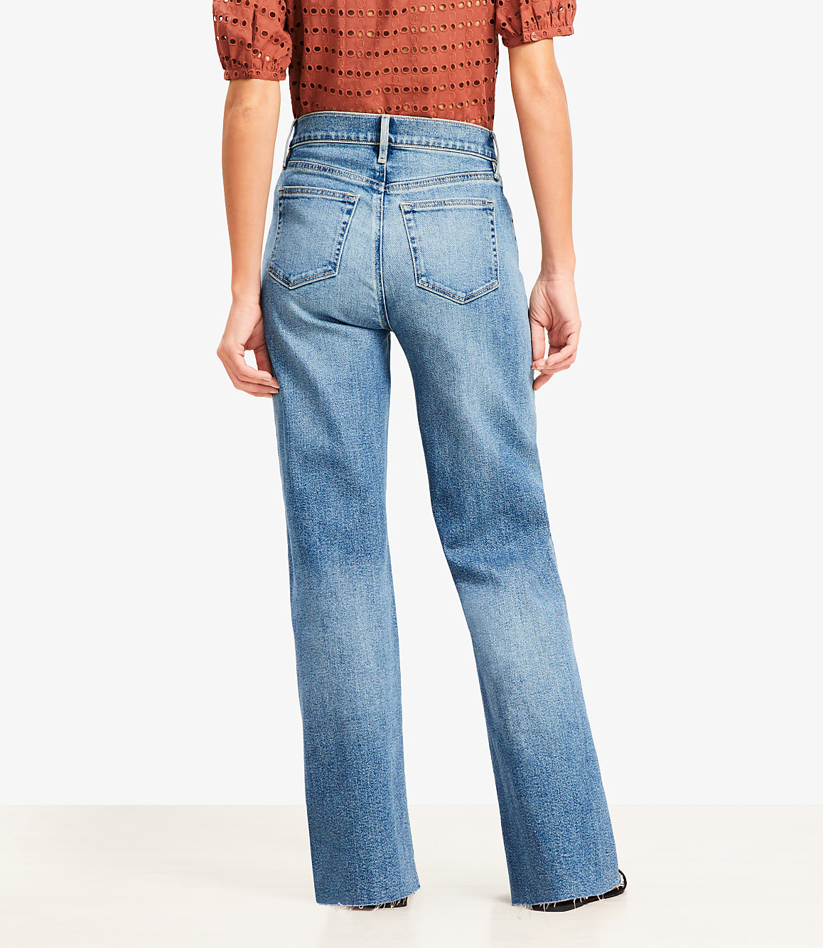 Frayed High Rise Wide Leg Jeans