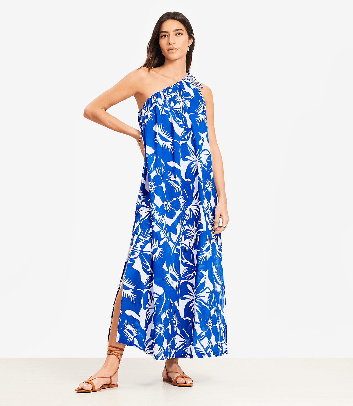 LOFT Beach Tropical One Shoulder Swimsuit Coverup