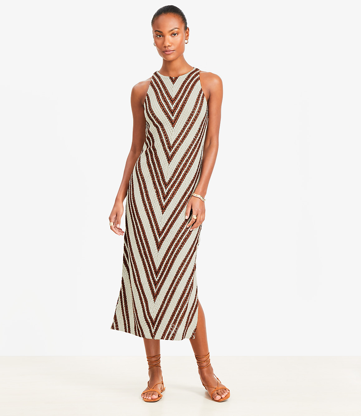 Chevron Crochet Midi Dress