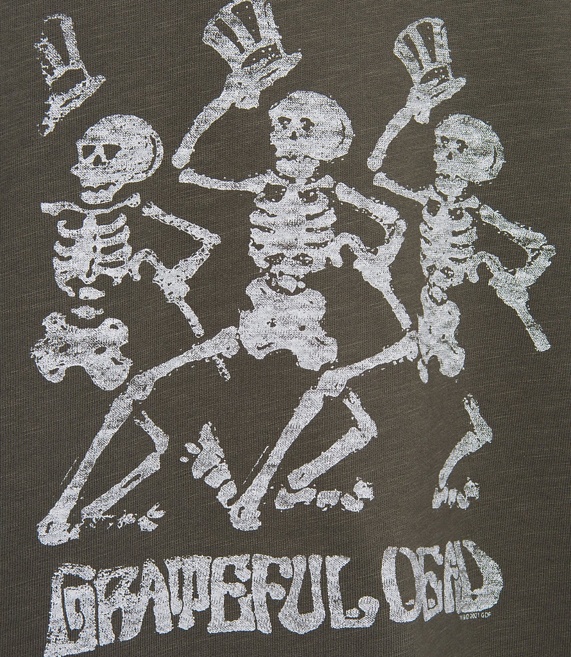 Junk Food Grateful Dead Dancing Skeletons Cropped Mock Neck Tee