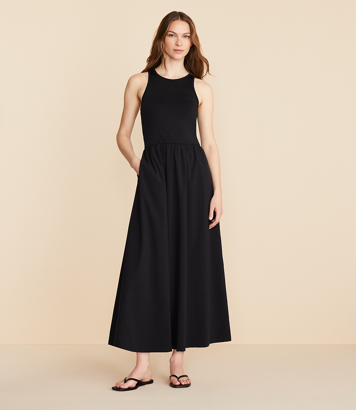 Lou & Grey Wanderweave Cutout Midi Dress Size Large Black Women's