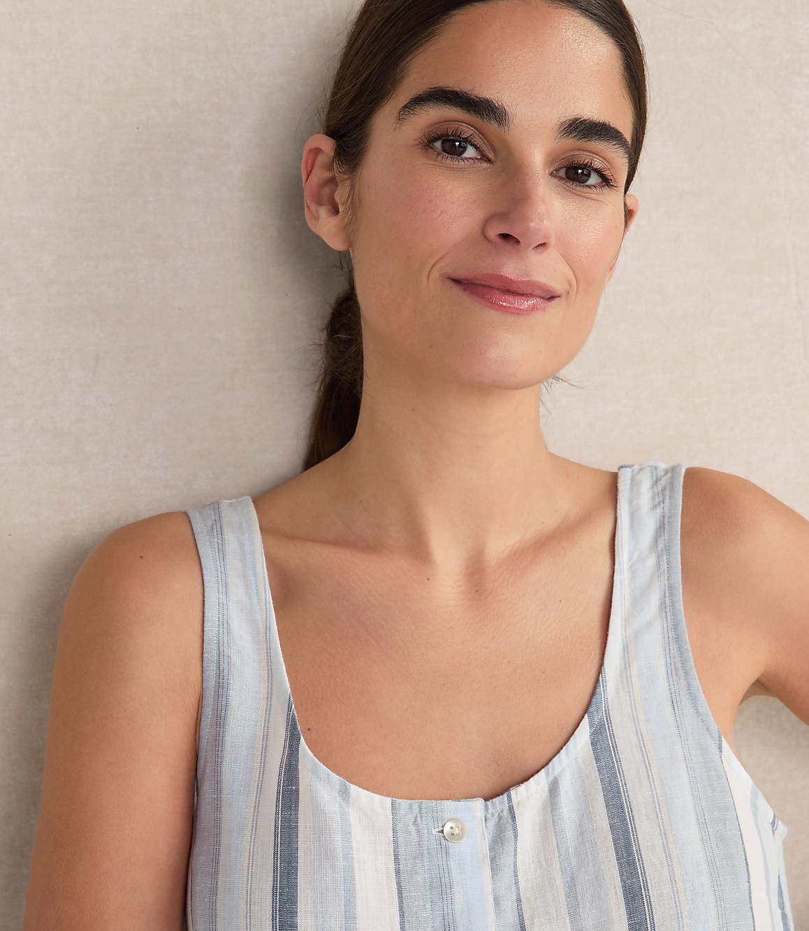 Haven Well Within Organic Cotton Linen Coastal Stripe Sleep Dress