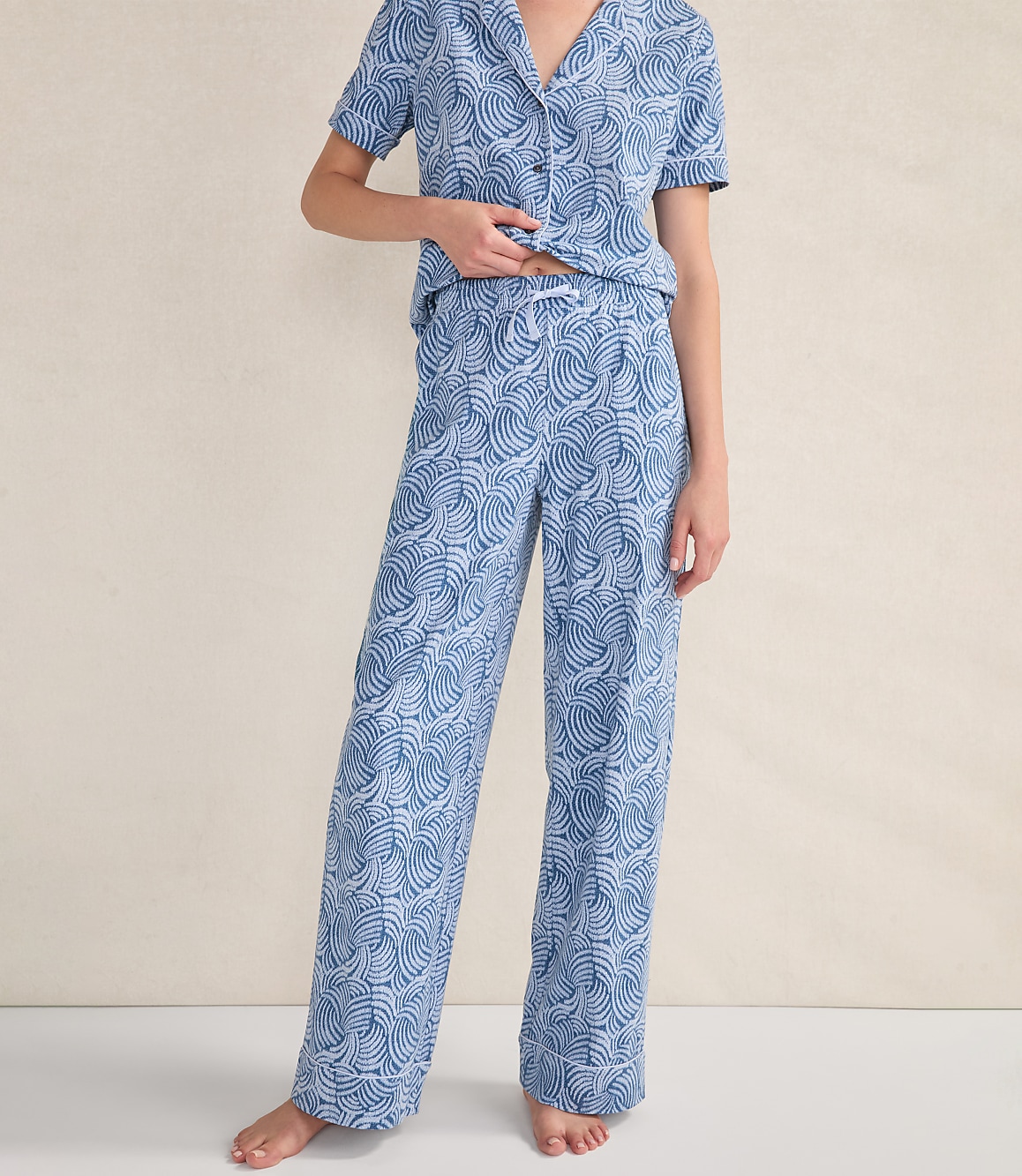 Haven Well Within Organic Cotton Jersey Abstract Wave Sleep Set