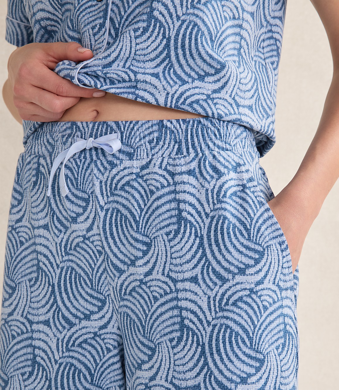 Haven Well Within Organic Cotton Jersey Abstract Wave Sleep Set