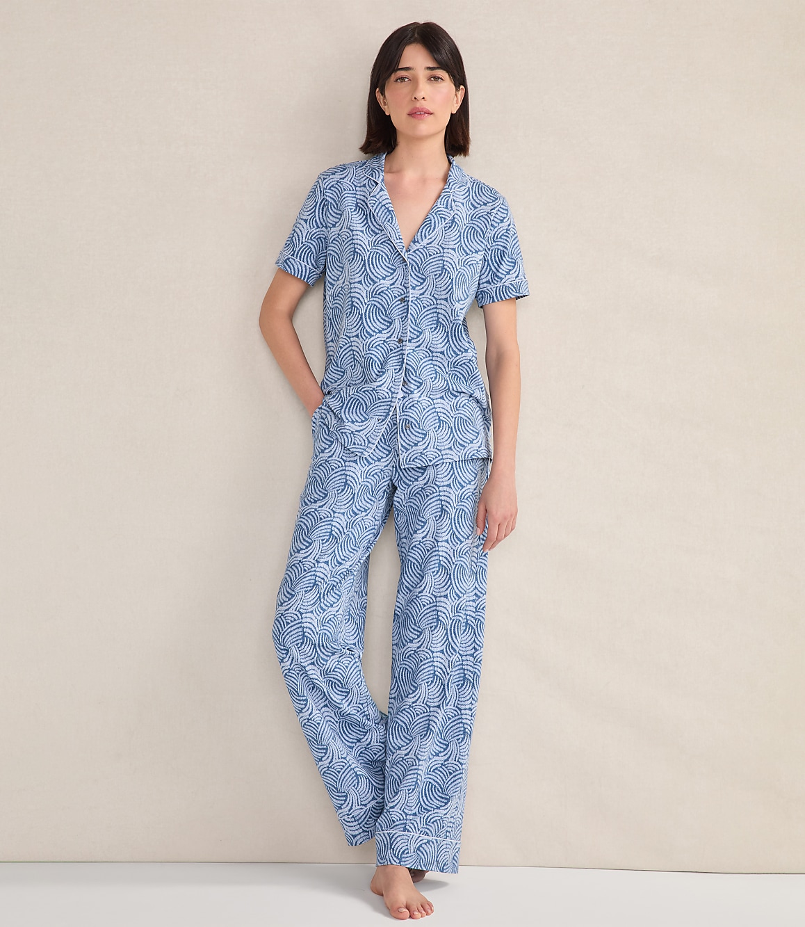 Haven Well Within Organic Cotton Jersey Abstract Wave Sleep Set