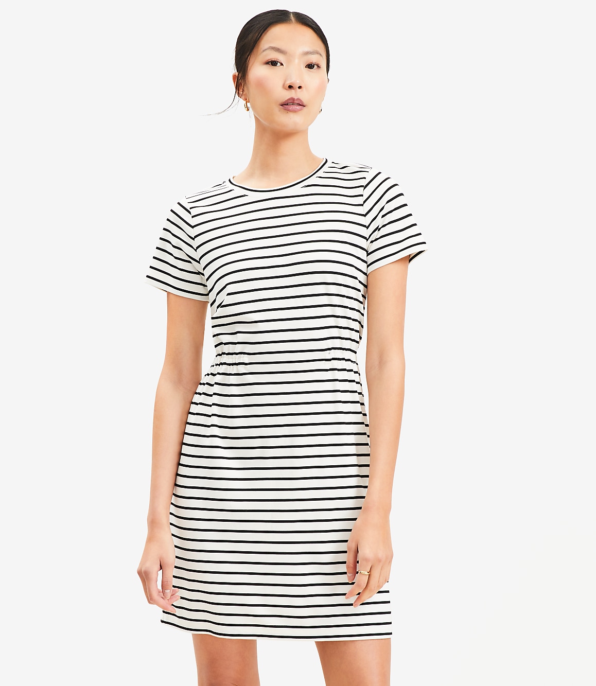 Tall Stripe Gathered Waist Mini Tee Dress