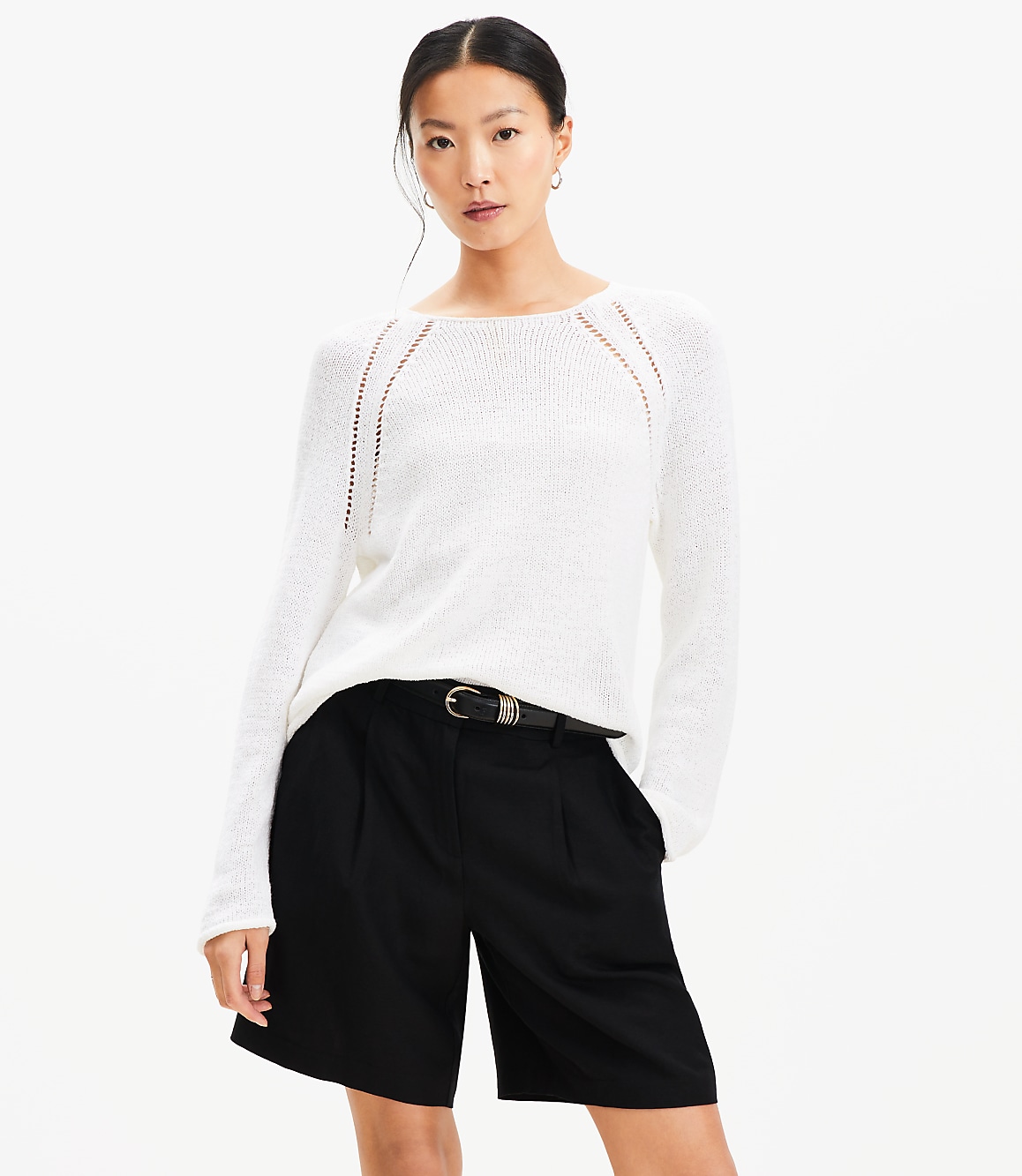 Pointelle Raglan Sweater