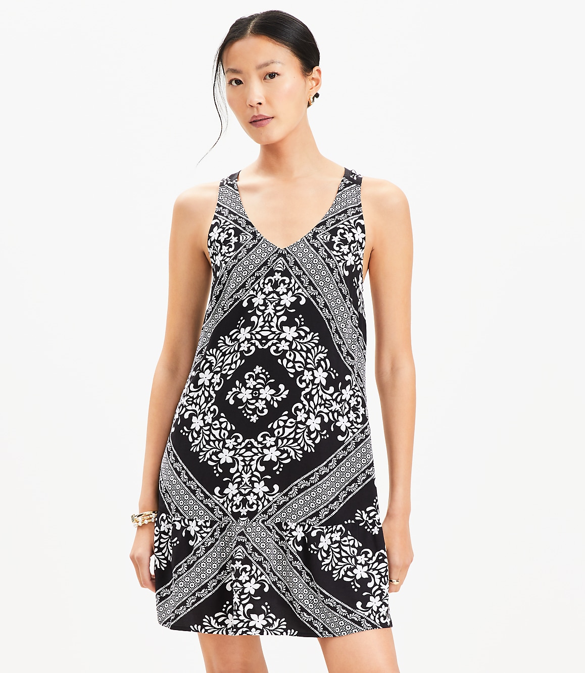 Petite Tiled Criss Cross Back Mini Dress