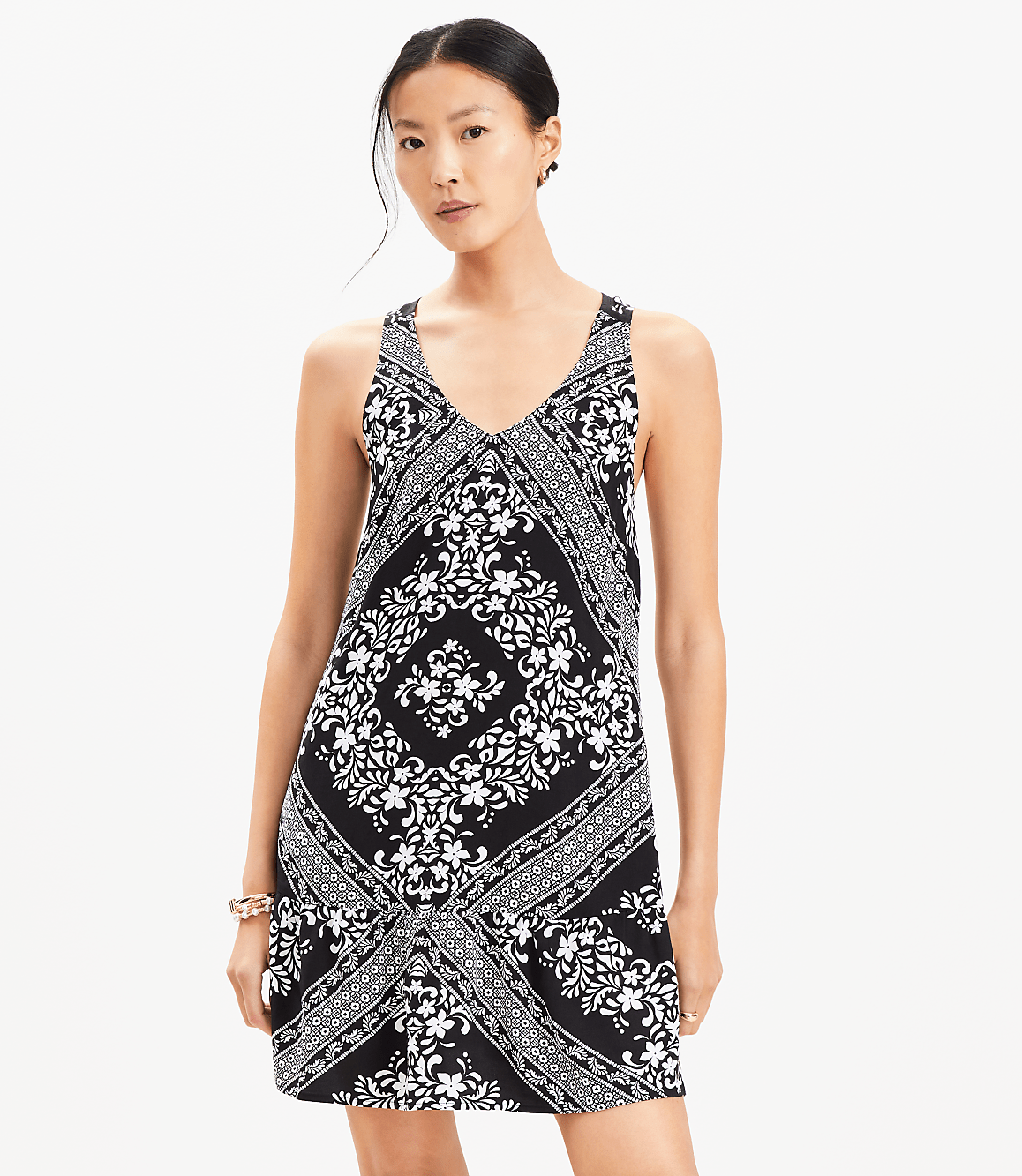 Tiled Criss Cross Back Mini Dress