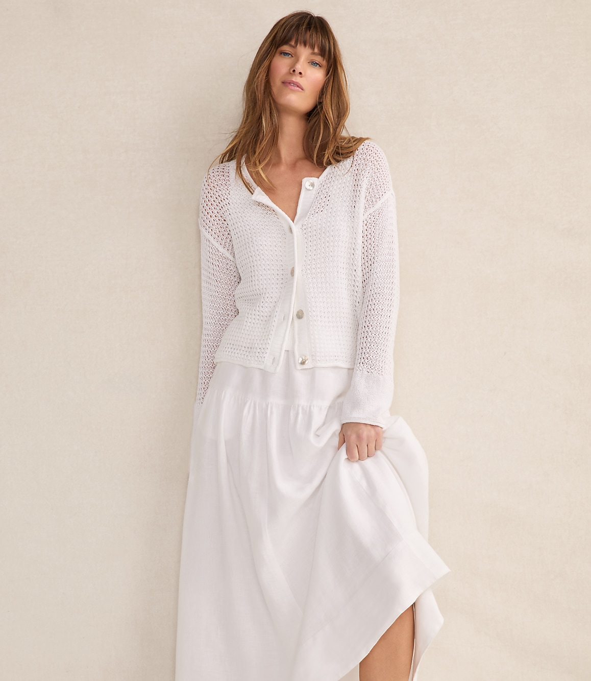 Haven Well Within Organic Cotton Linen Open Stitch Cardigan