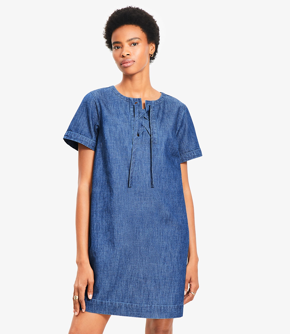 Tall Denim Lace Up Mini Dress