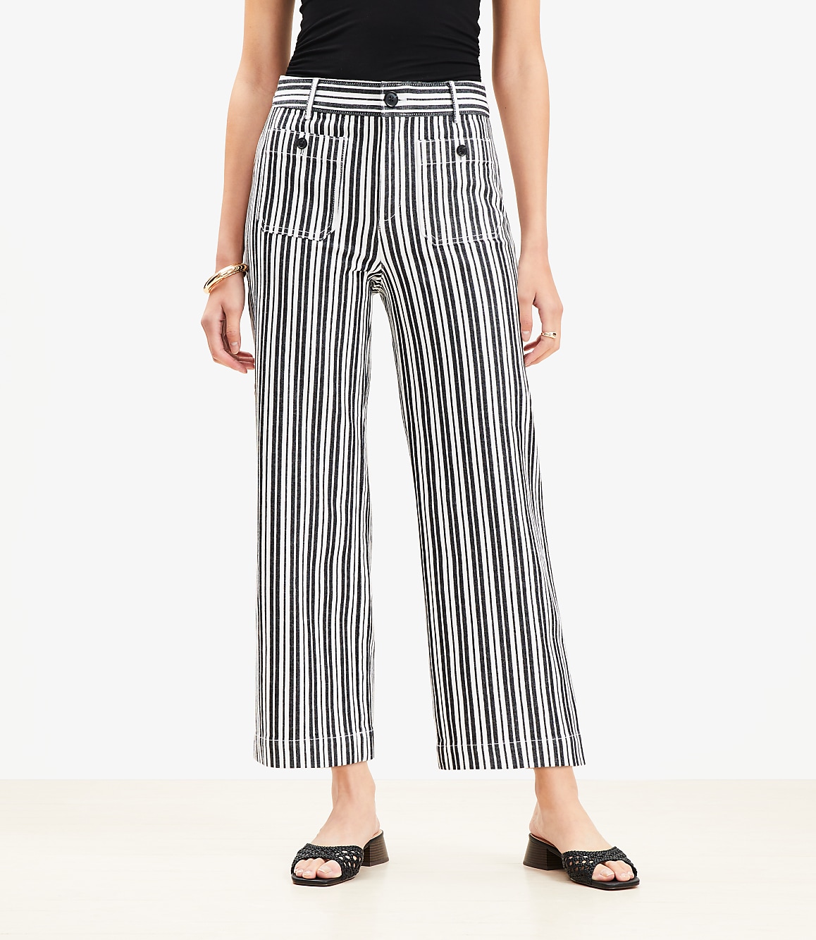 Palmer Wide Leg Crop Pants in Stripe