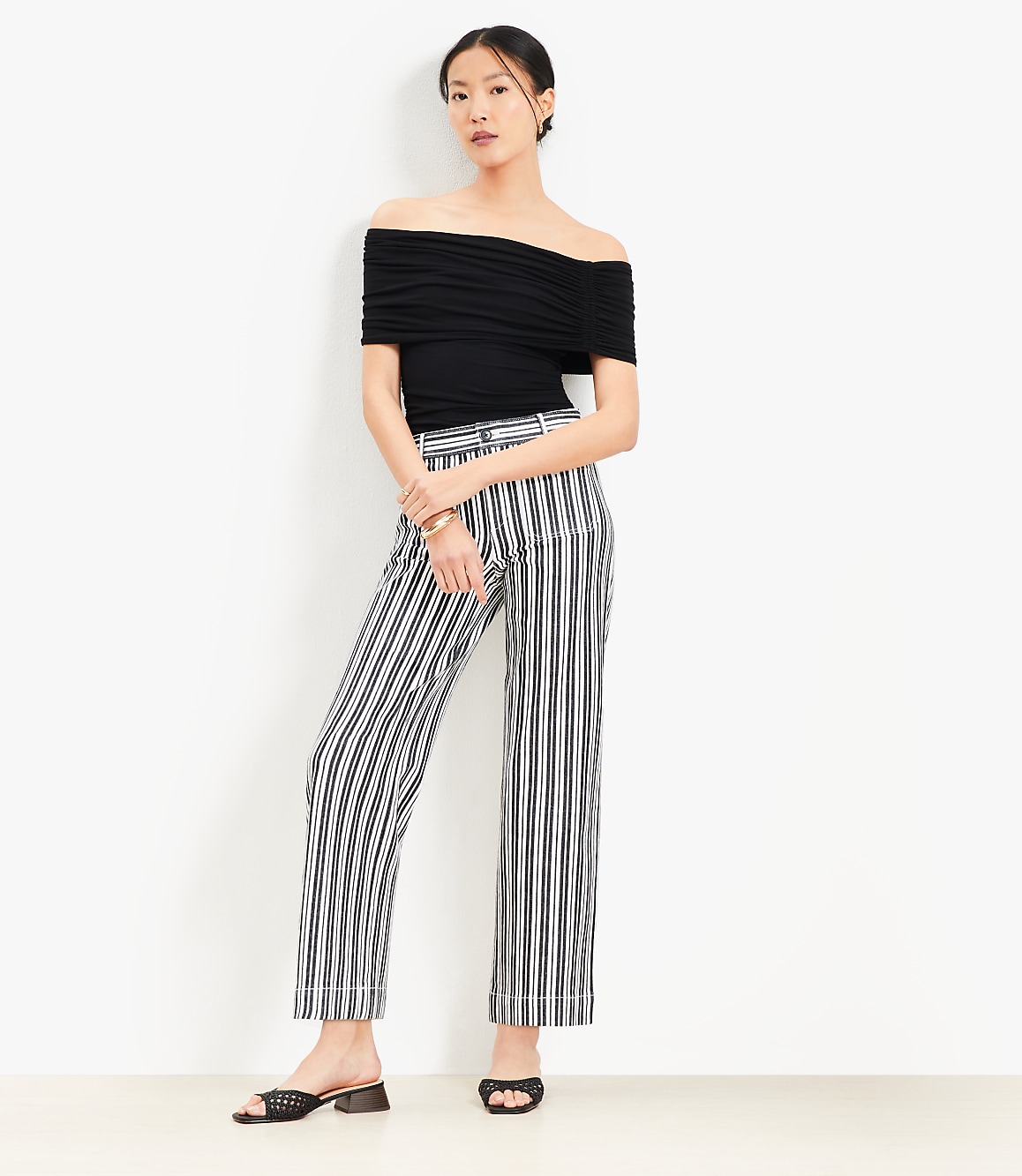 Palmer Wide Leg Crop Pants in Stripe