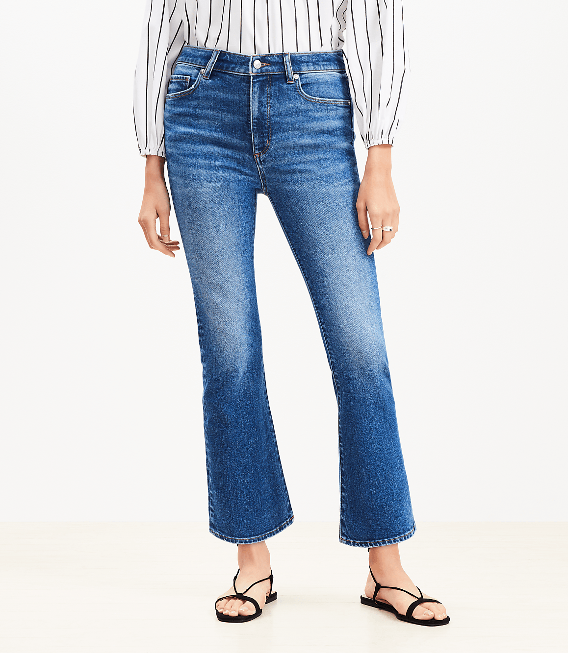 Curvy High Rise Kick Crop Jeans in Bright Medium Stone Wash