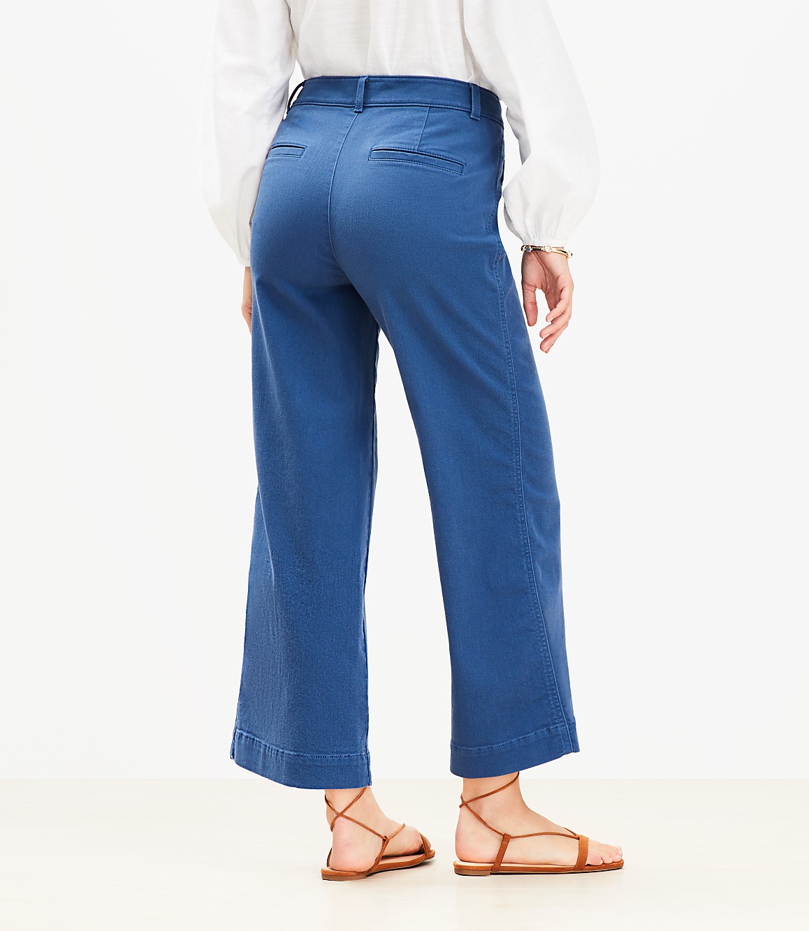 Petite Curvy Palmer Wide Leg Crop Pants in Twill