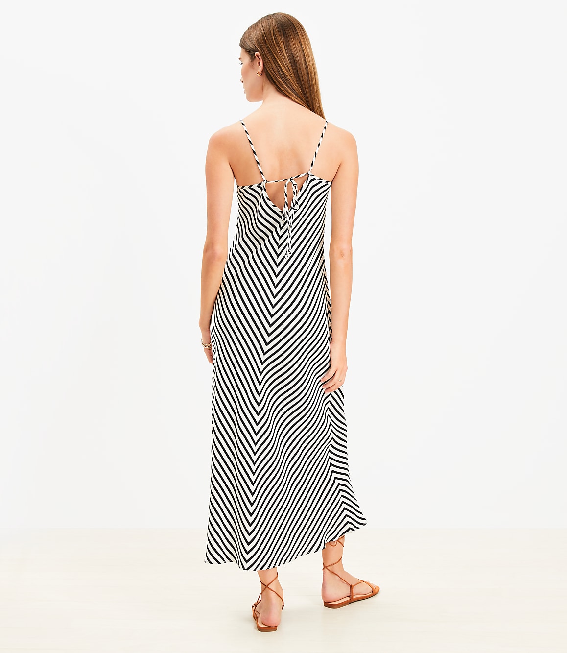 Striped Tie Back Bias Maxi Dress