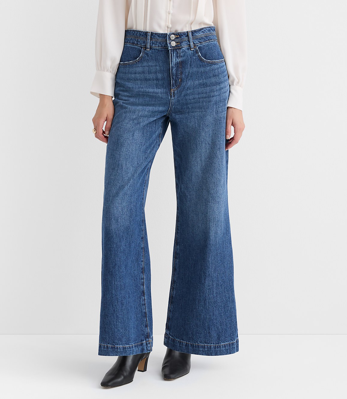 Petite Palazzo Jeans in White