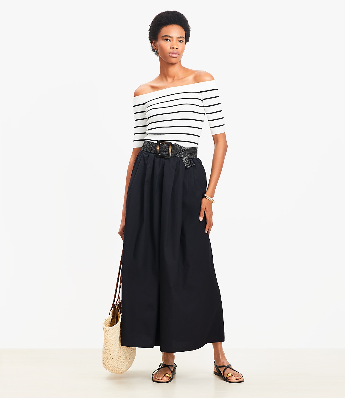 Poplin Pleated Maxi Pocket Skirt