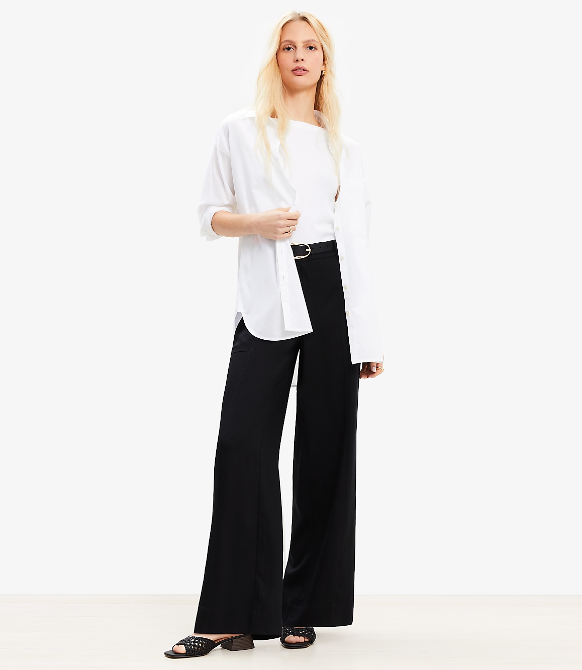 Petite Seamed Wide Leg Pants