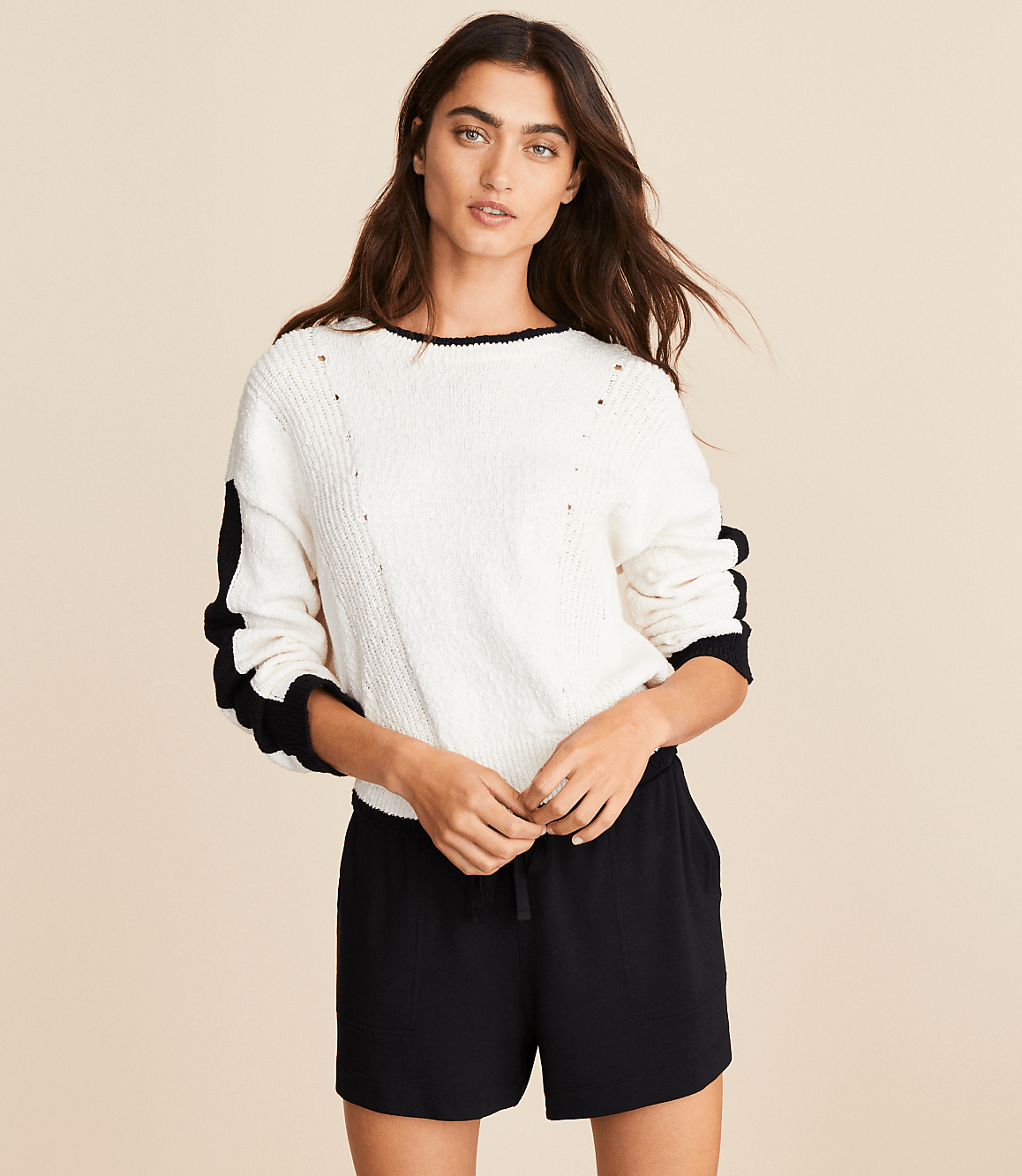 Lou & Grey Colorblock Pointelle Wedge Sweater