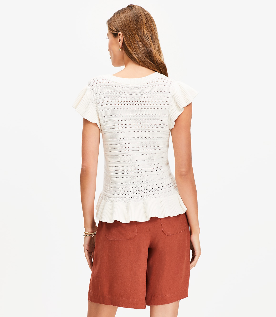 Pointelle Ruffle Sweater
