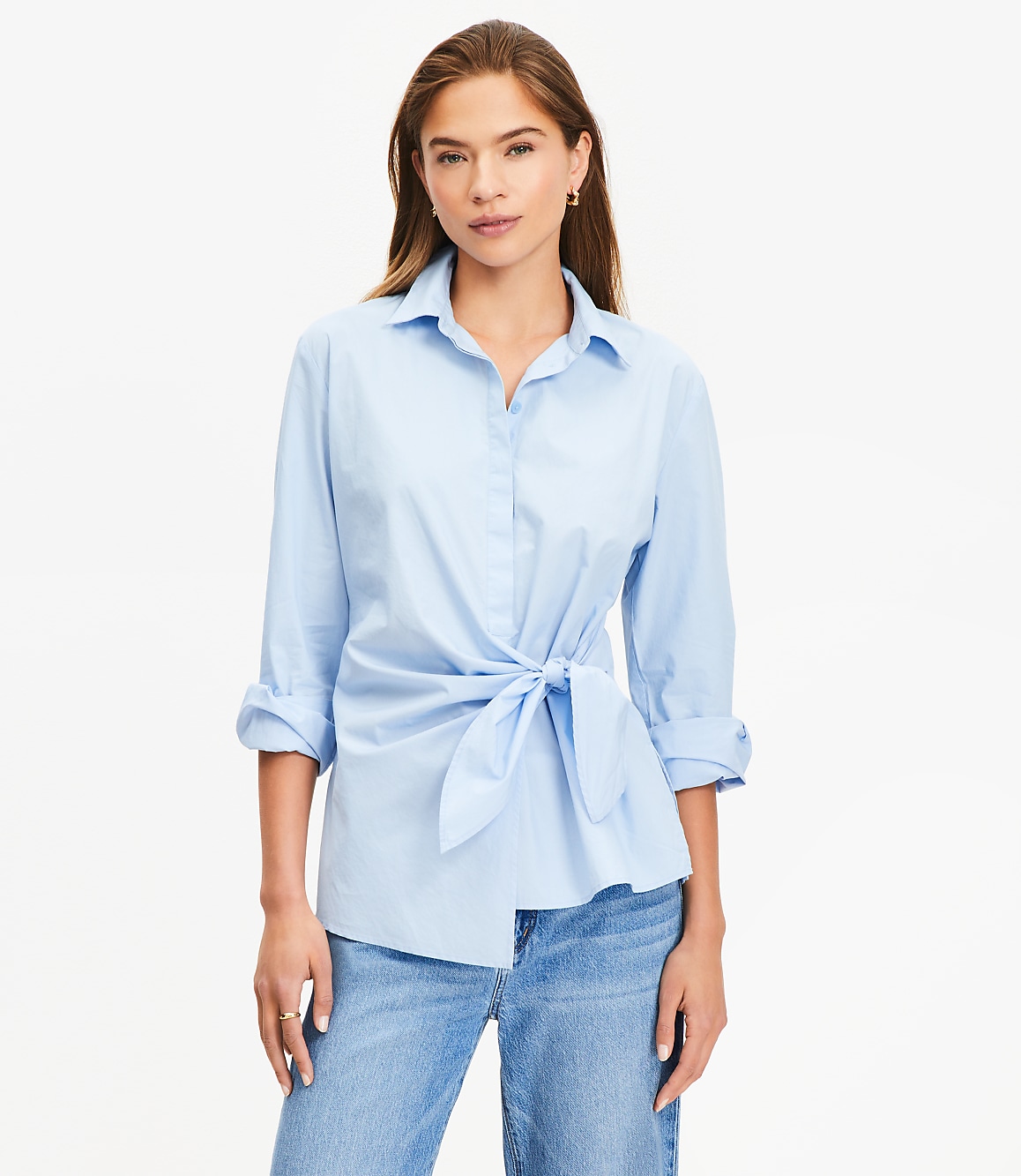 Petite Poplin Wrap Shirt