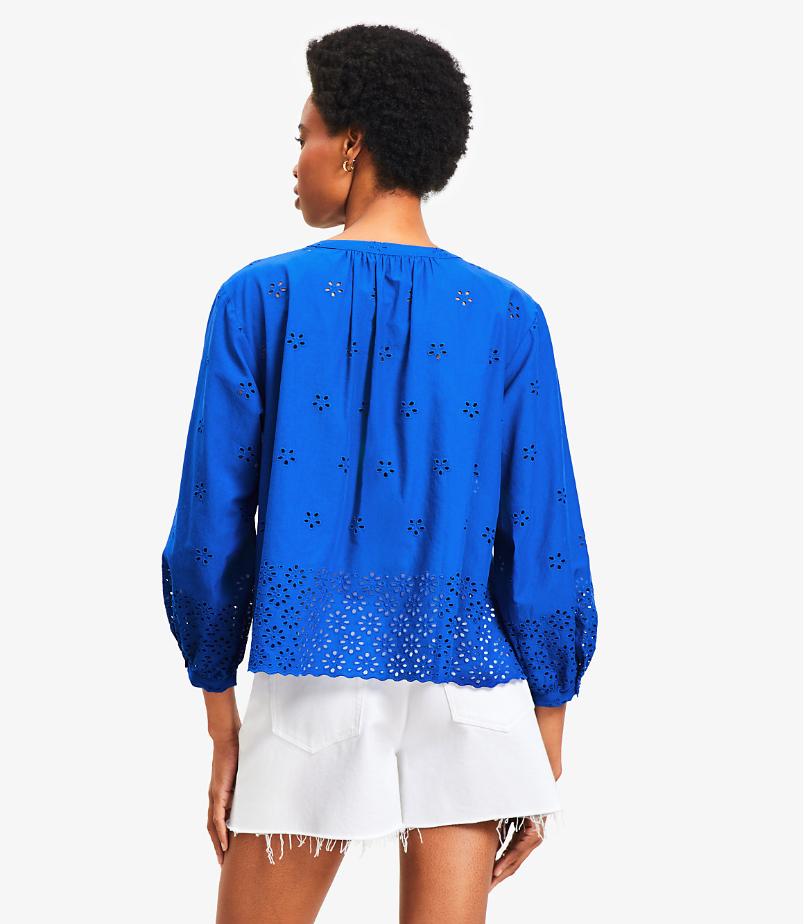 Eyelet Blouson Sleeve Blouse