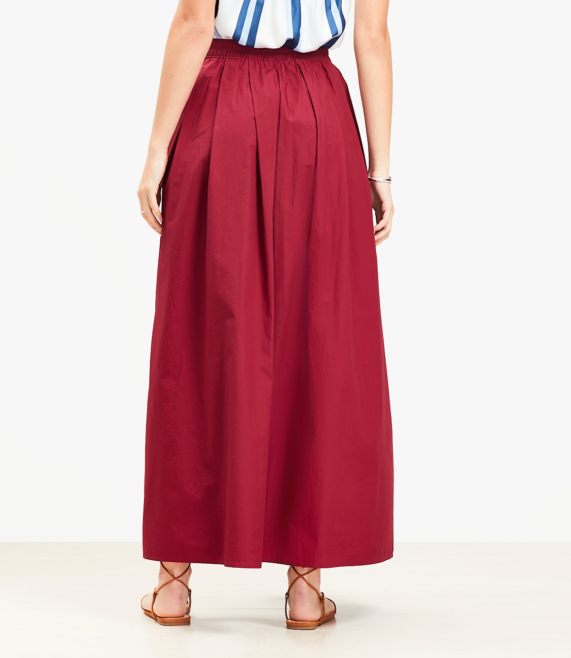 Petite Poplin Pleated Maxi Pocket Skirt