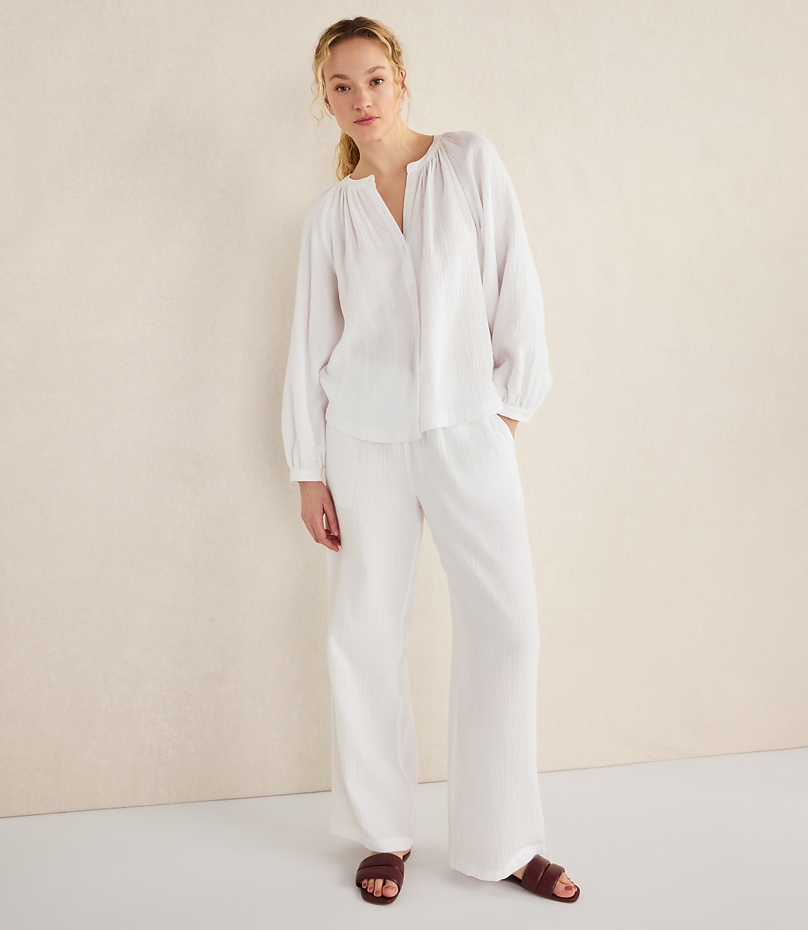 Haven Well Within Organic Cotton Gauze Long Sleeve Top