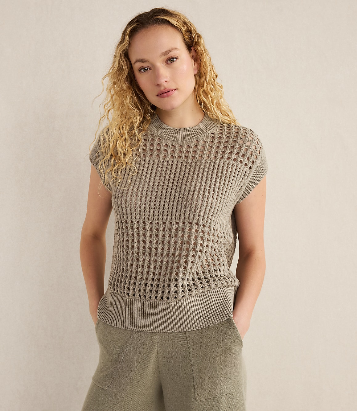Haven Well Within Organic Cotton Open Stitch Short Sleeve Sweater