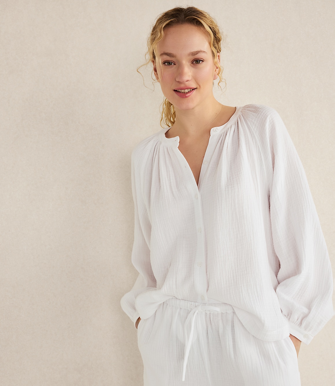 Haven Well Within Organic Cotton Gauze Long Sleeve Top