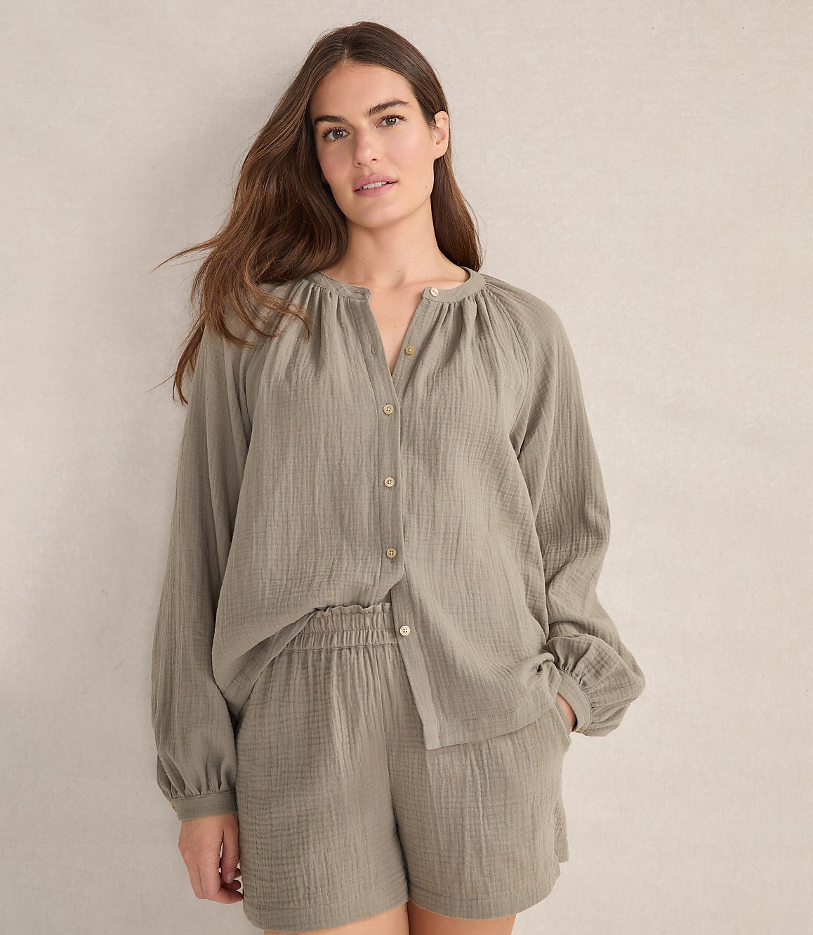 Haven Well Within Organic Cotton Gauze Long Sleeve Top