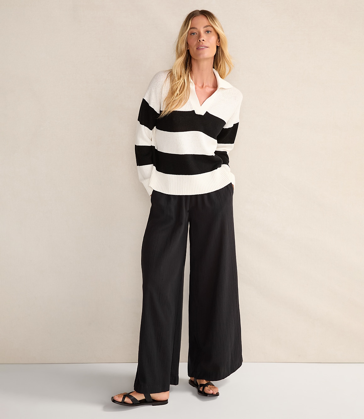 Haven Well Within Organic Cotton Crinkle Gauze Wide Leg Pants