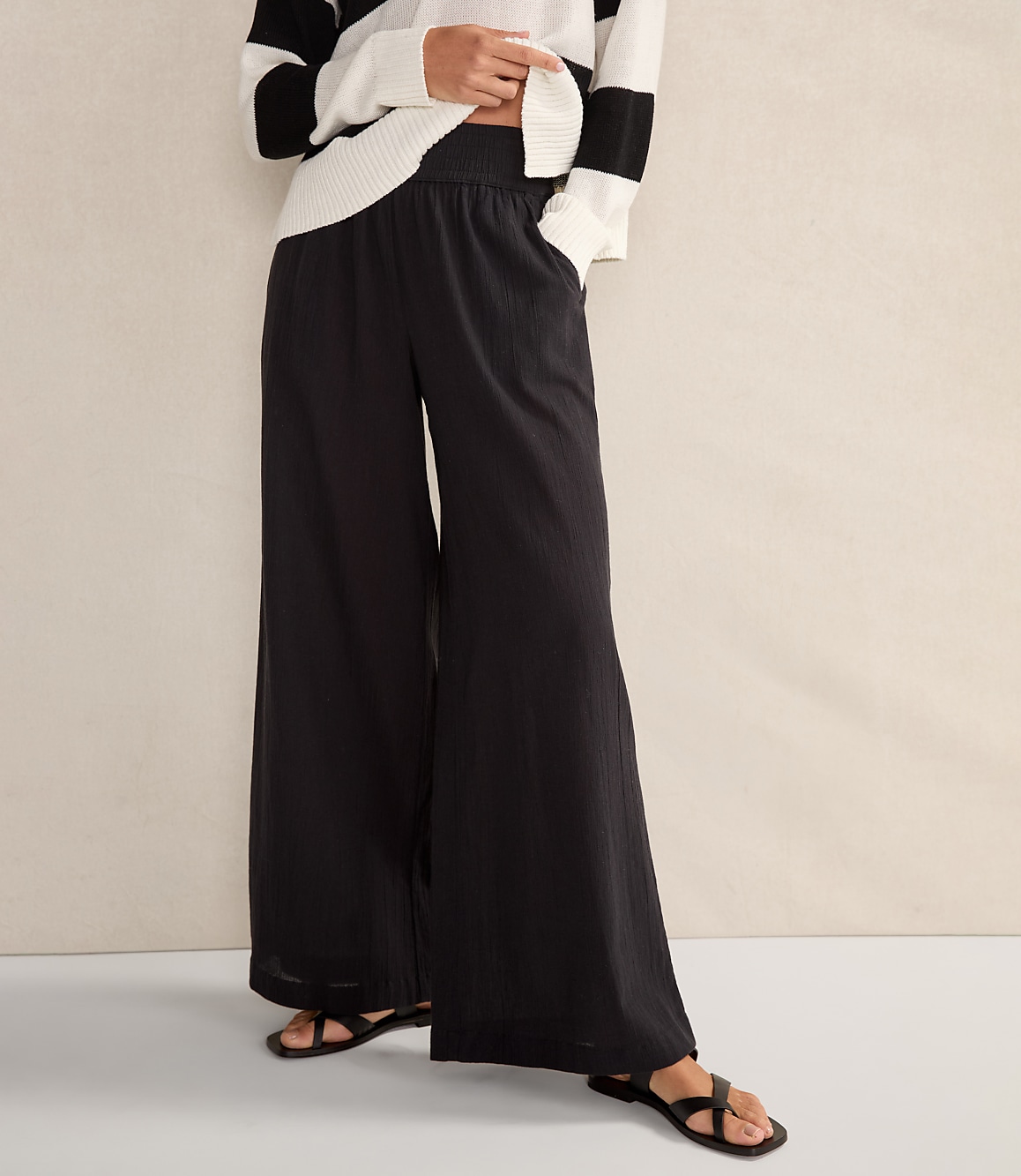 Haven Well Within Organic Cotton Crinkle Gauze Wide Leg Pants