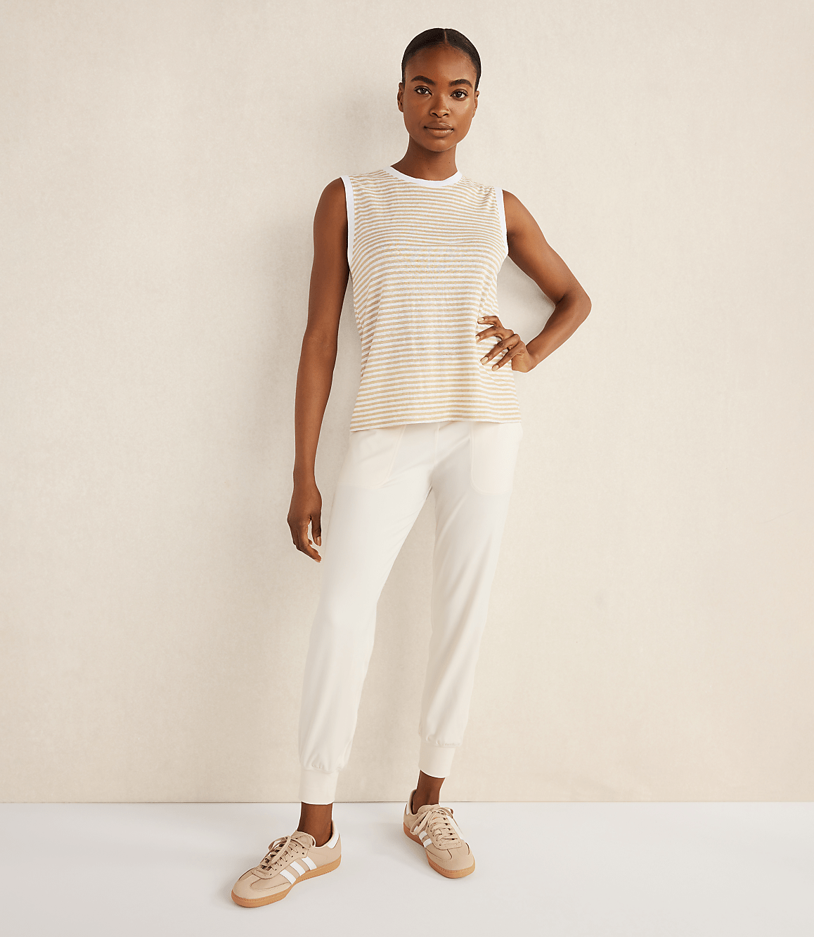 Haven Well Within Linen Stripe Crewneck Tank