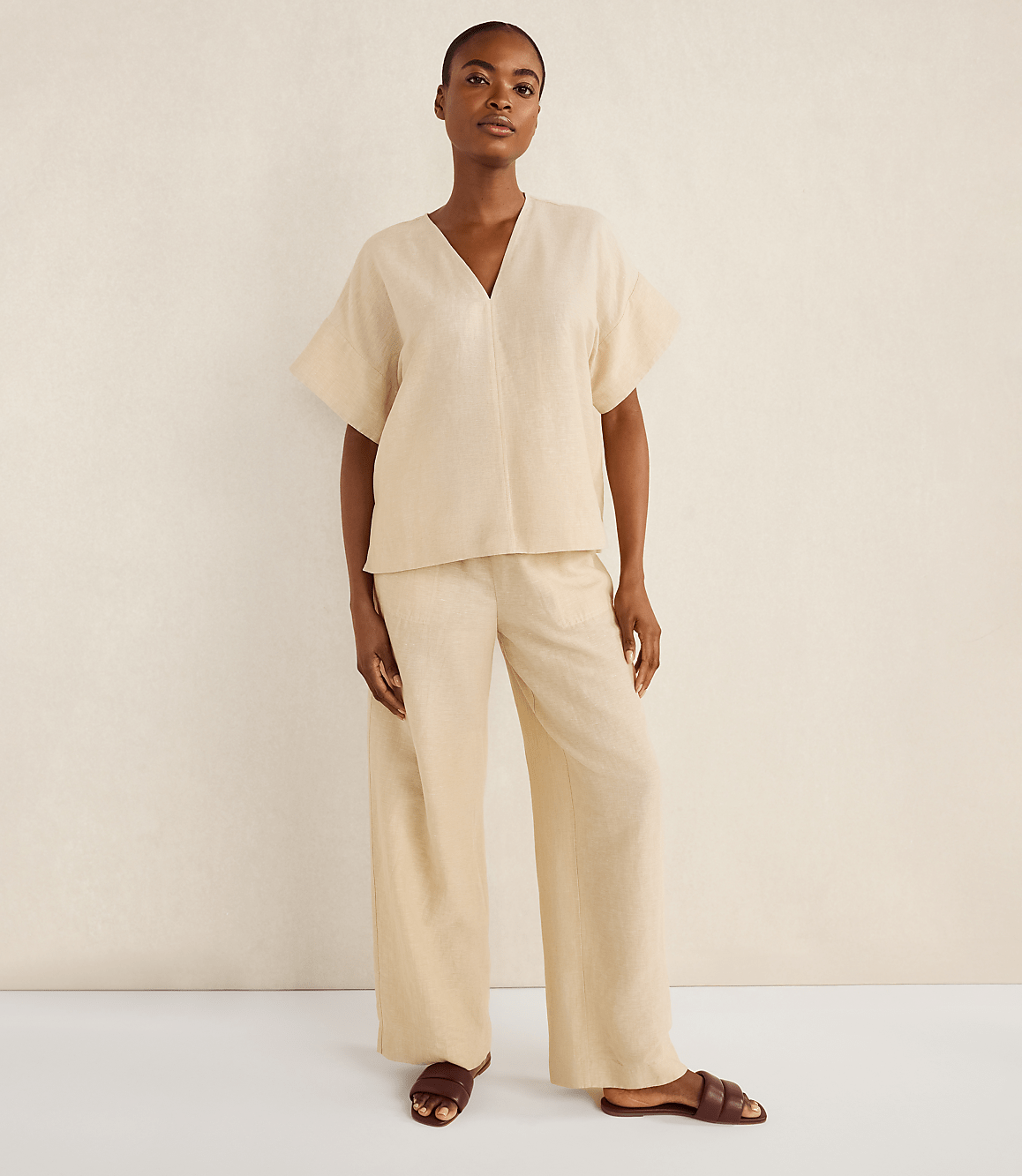 Haven Well Within Organic Cotton Linen V-Neck Top