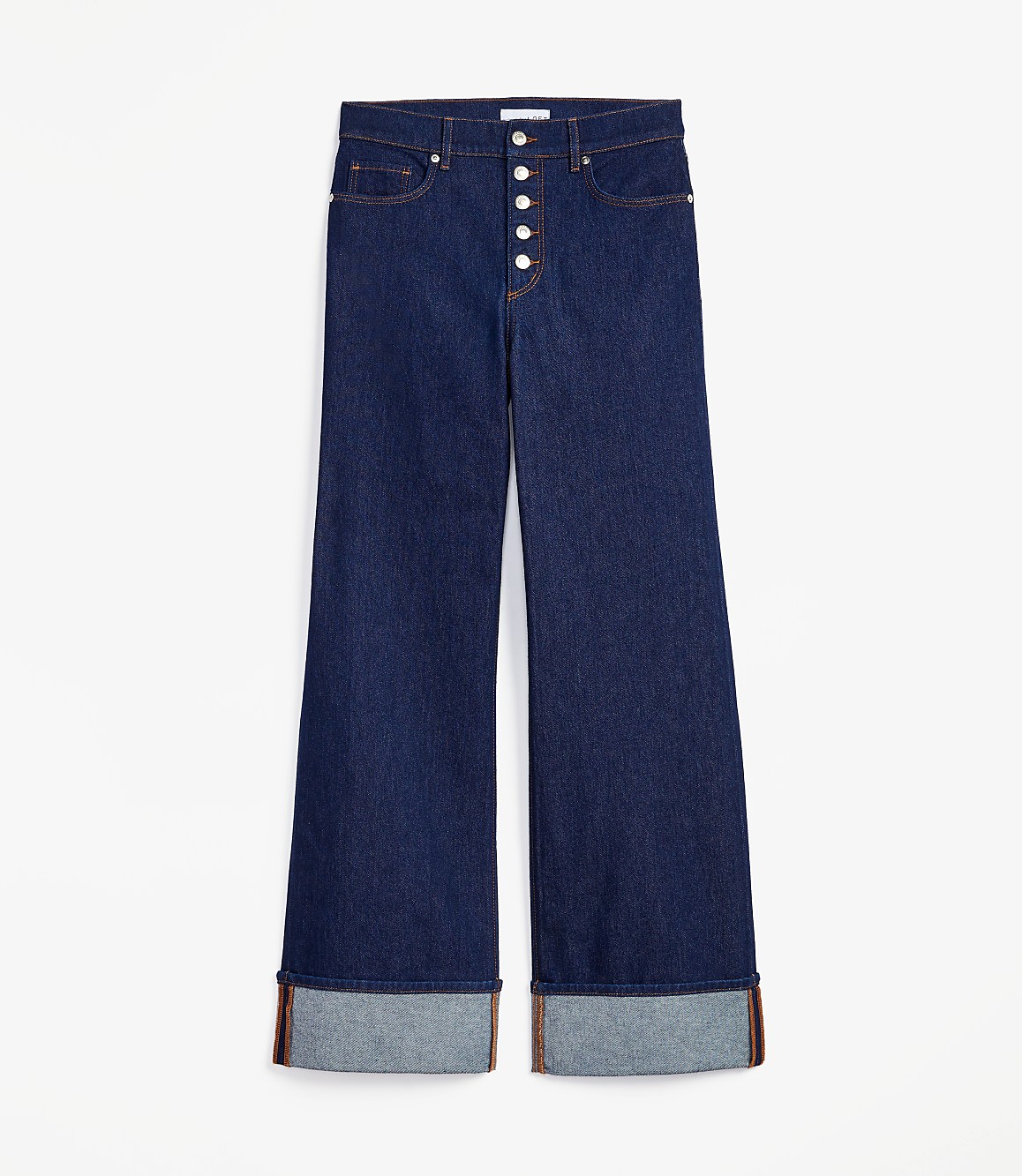 Petite Cuffed High Rise Wide Leg Jeans in Rinse Wash