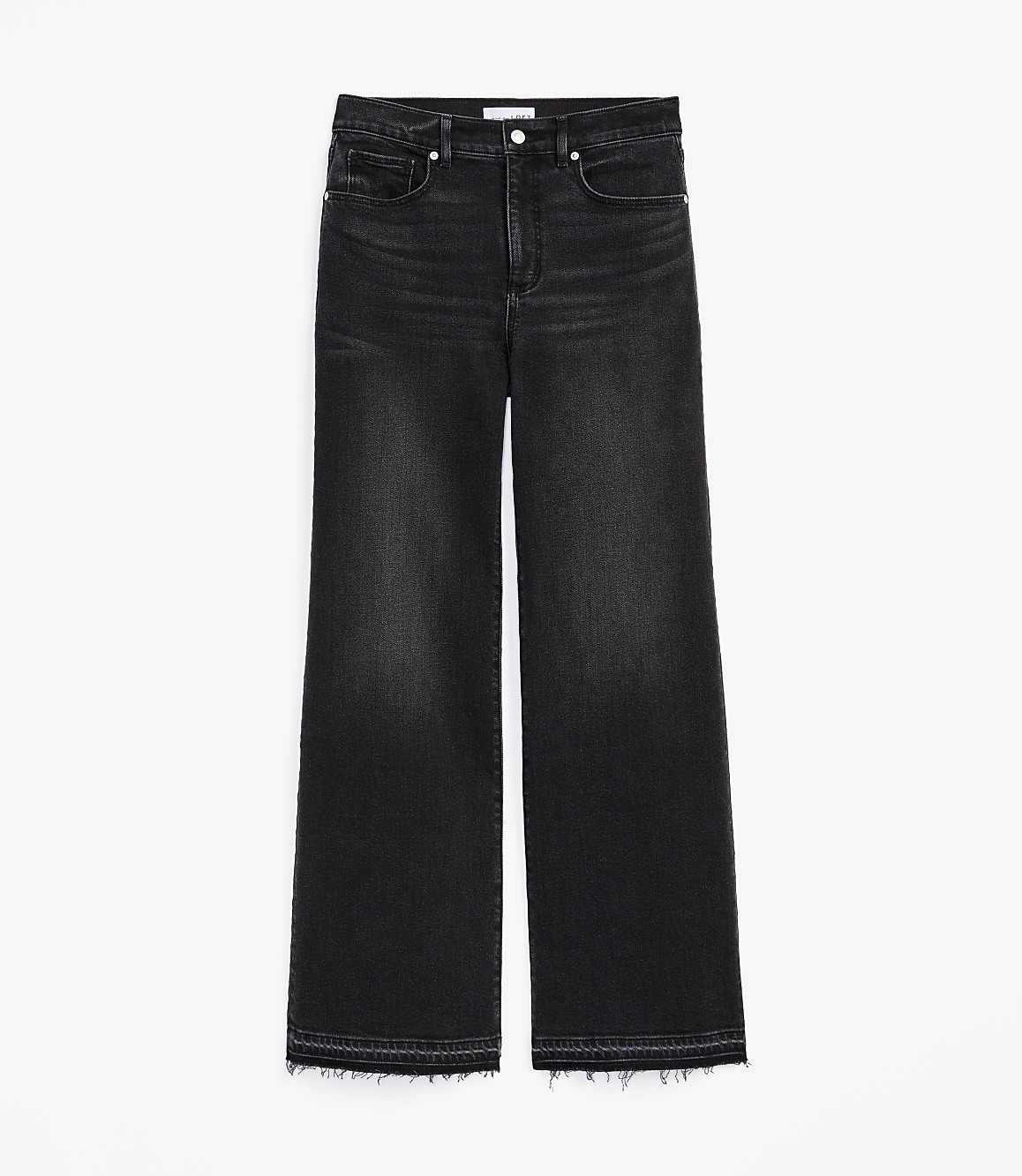 Unpicked Hem High Rise Wide Leg Jeans in Washed Black