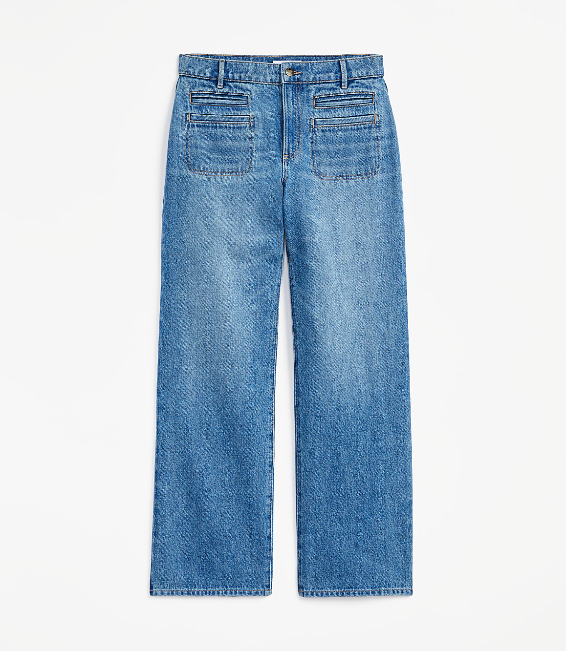 Mid Rise Relaxed Straight Jeans in Mid Vintage Wash