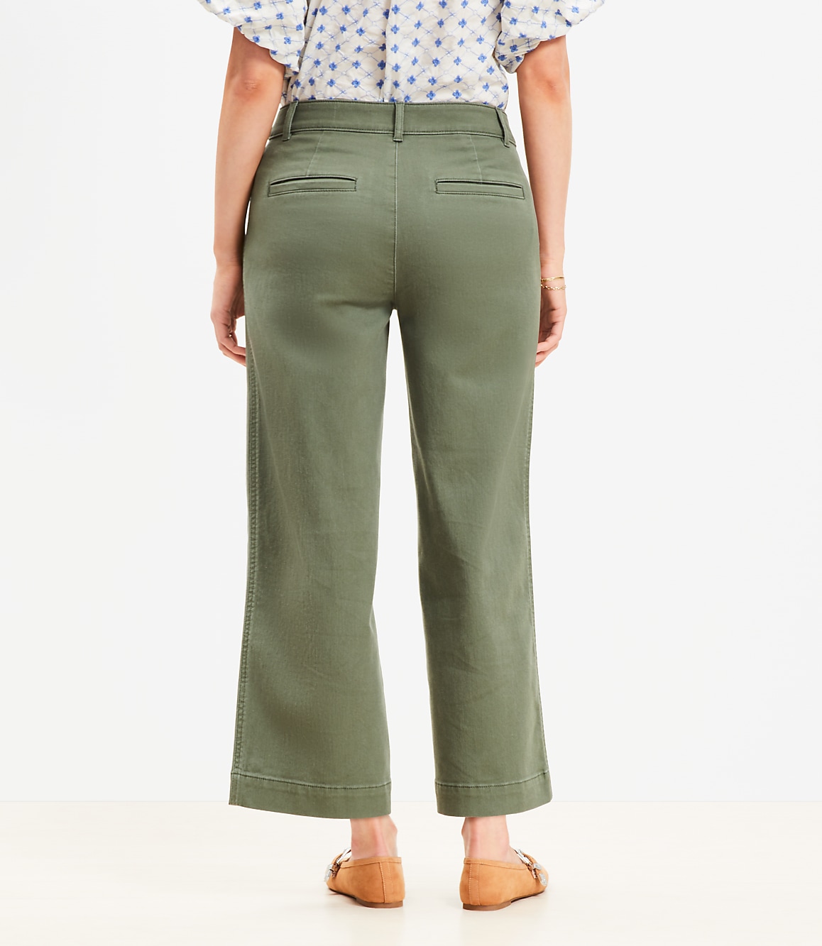 Petite Curvy Palmer Wide Leg Crop Pants in Twill
