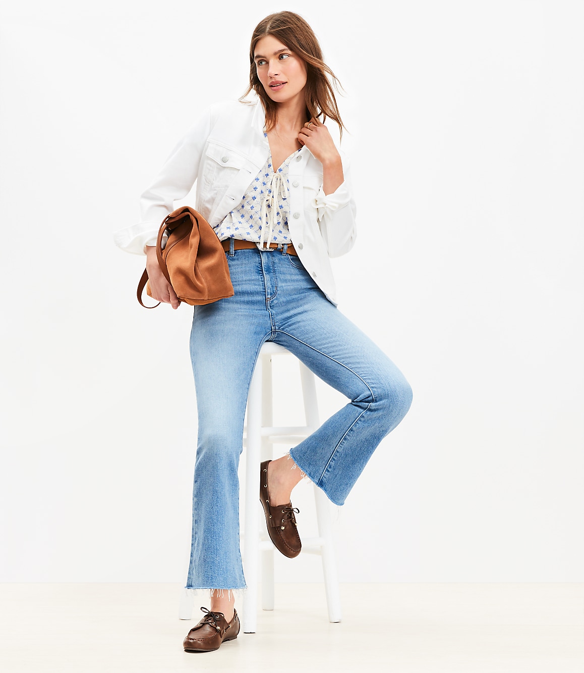 Petite Fresh Cut High Rise Kick Crop Jeans in Authentic Light Indigo Wash