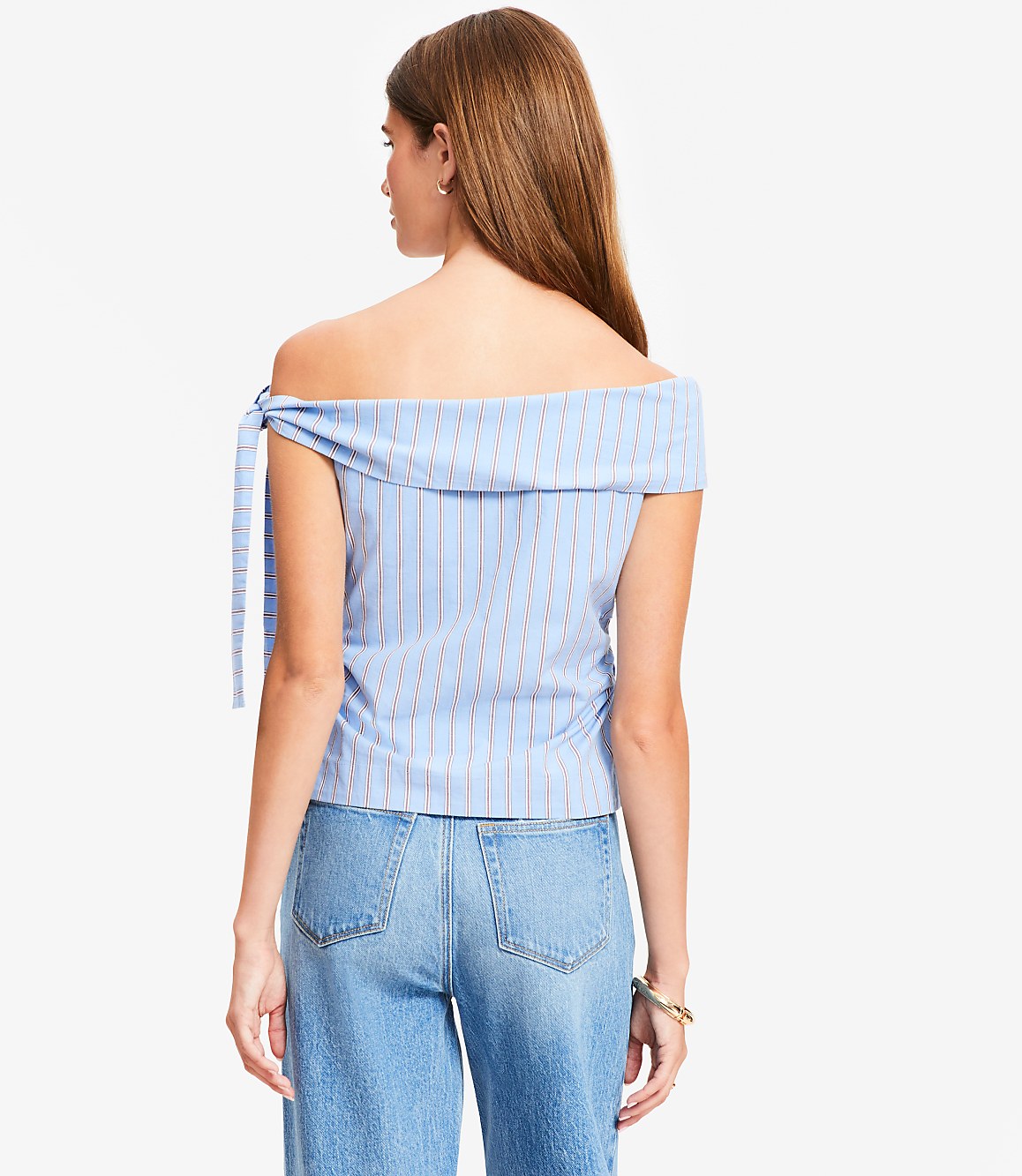 Striped Tie One Shoulder Top